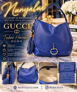 Gucci Techno Horsebit Hobo Blue EUC